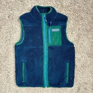 Vineyard Vines I Mens Sherpa Fleece Vest I Navy Green Full Zip Pockets I Size L